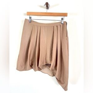 Helmet Lang - Pleated Asymmetrical Women's Skirt - Tan